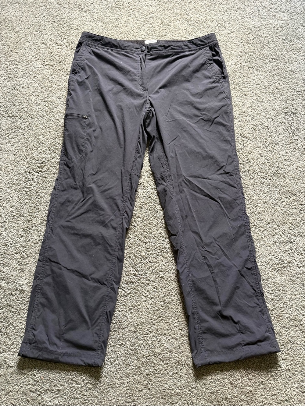 LL Bean Black Nylon Hiking Pants Womens Size 16 Stretch Outdoor Pockets Trail